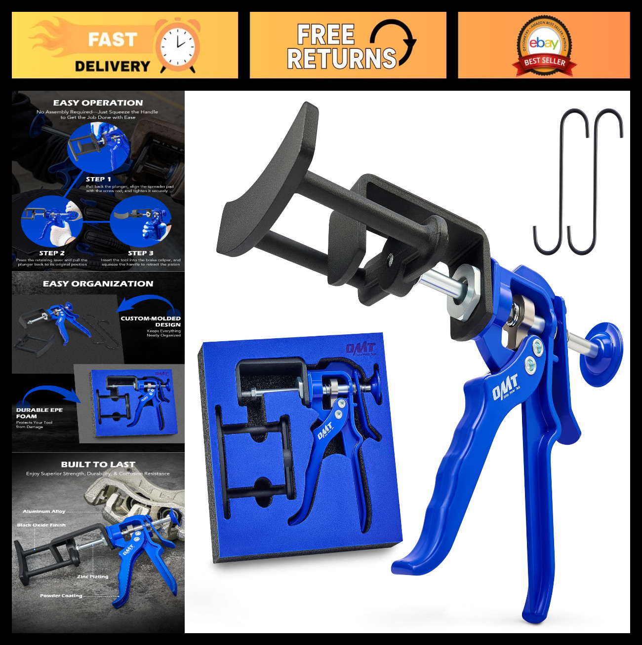 Dual Piston Brake Caliper Tool for Pad Replacement | Heavy-Duty Aluminum & Steel