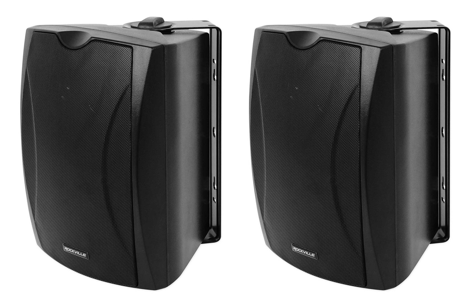 2 Rockville WET-5B 70V 5.25" IPX55 Black Commercial Indoor/Outdoor Wall Speakers
