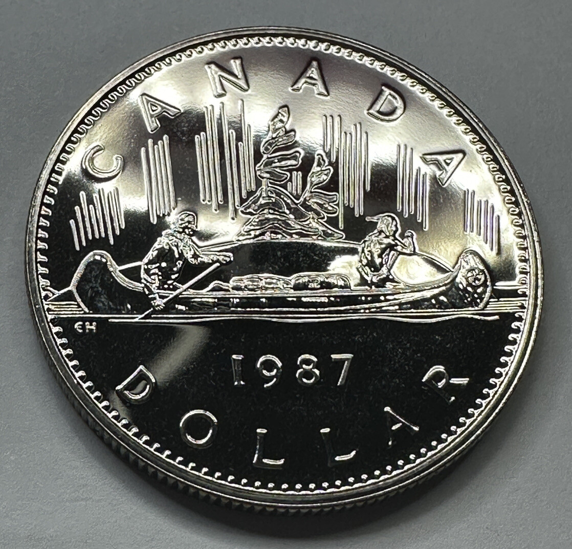 1987 Canadian Proof-Like Nickel Dollar Coin. Last Year Large Canada Dollar