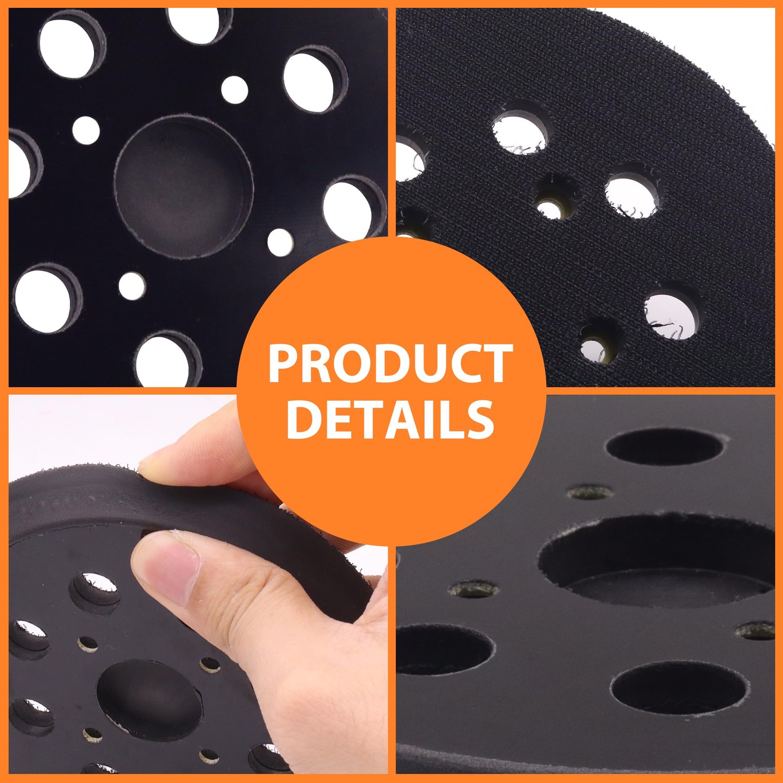 5-Inch Sander Replacement Pad, Universal Hook and Loop Orbital Black