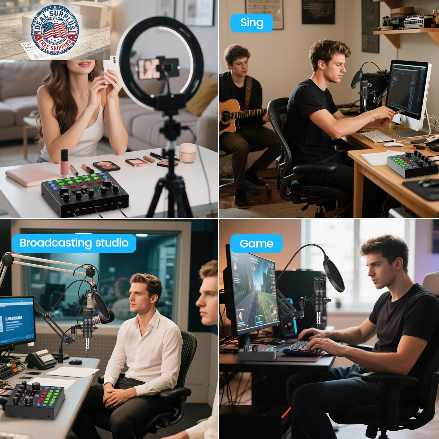 Podcast Equipment Bundle, Recording Studio Package with Podcast Microphone and V