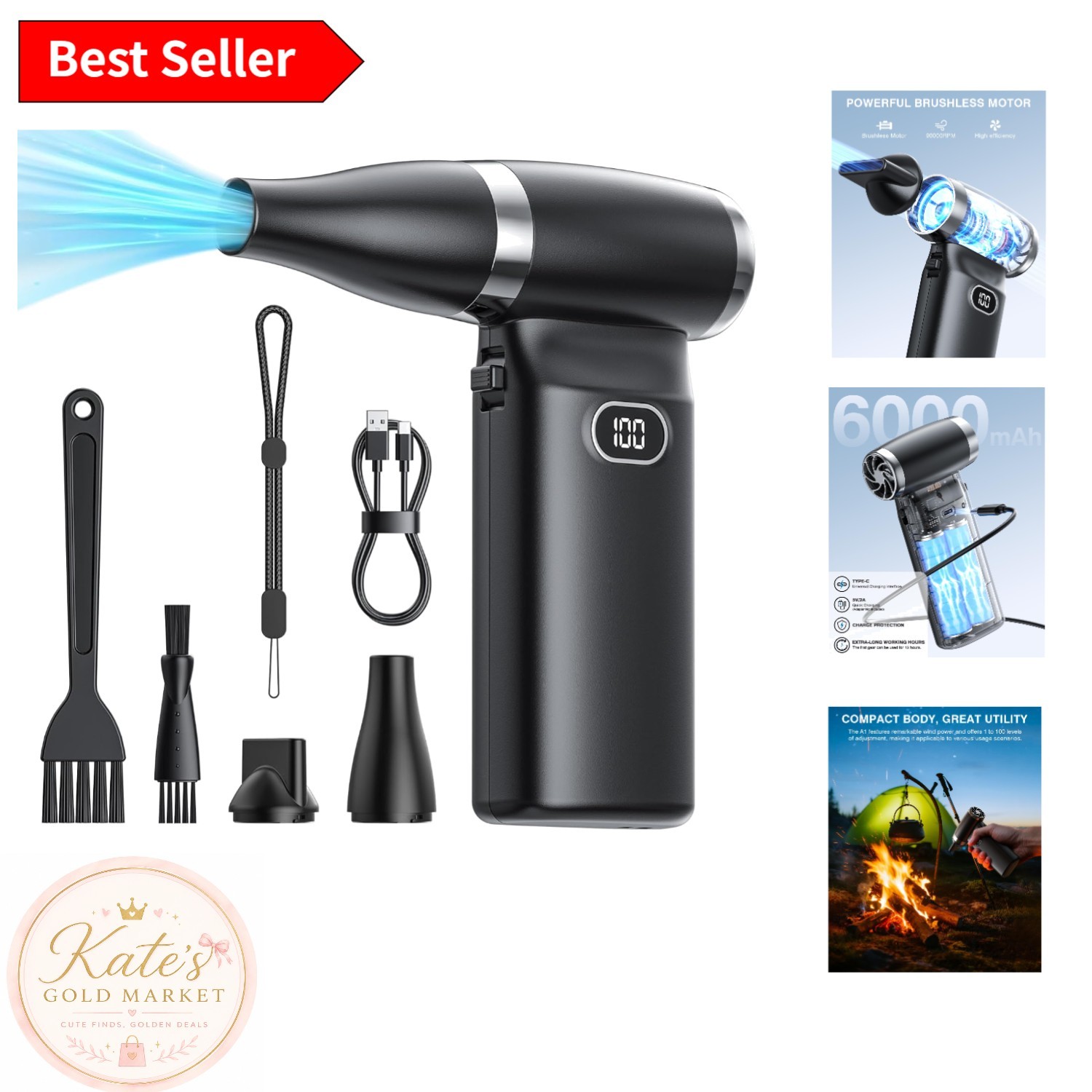 High-Speed Cordless Mini Air Blower with 24  Support & Eco-Friendly Design