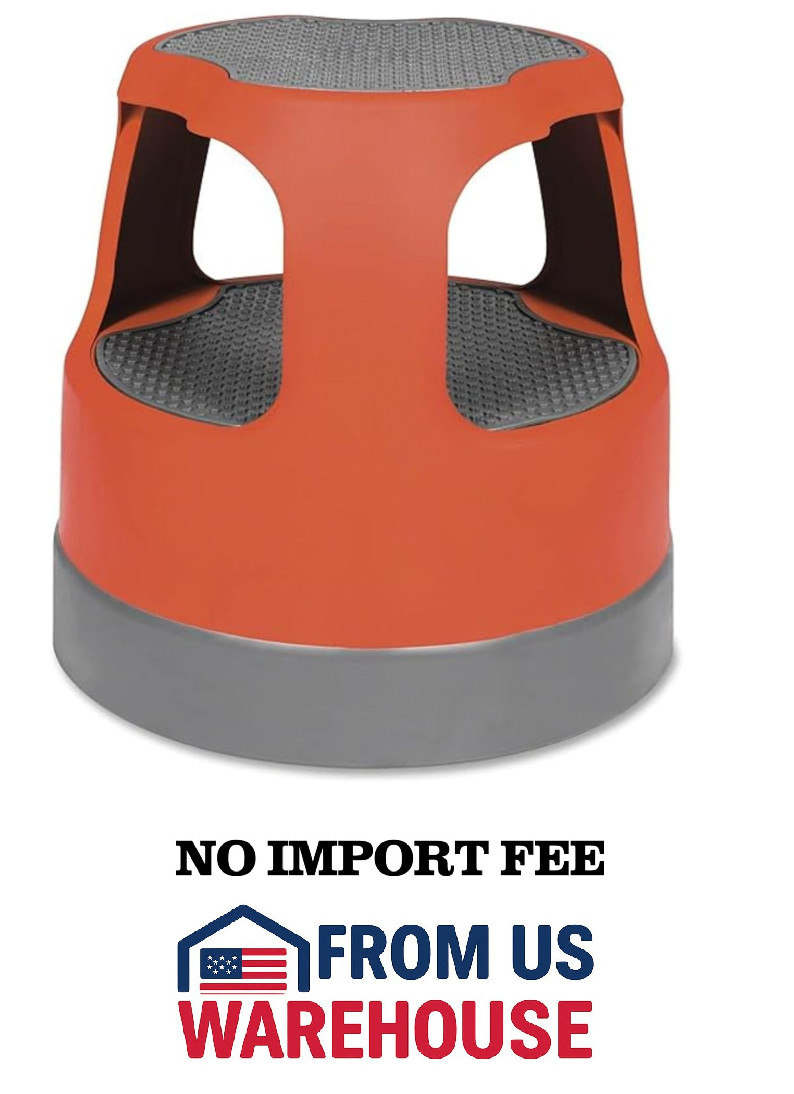 Cramer Scooter Stool 2-Step Rolling Step Stool 300 lb Red Plastic 16"