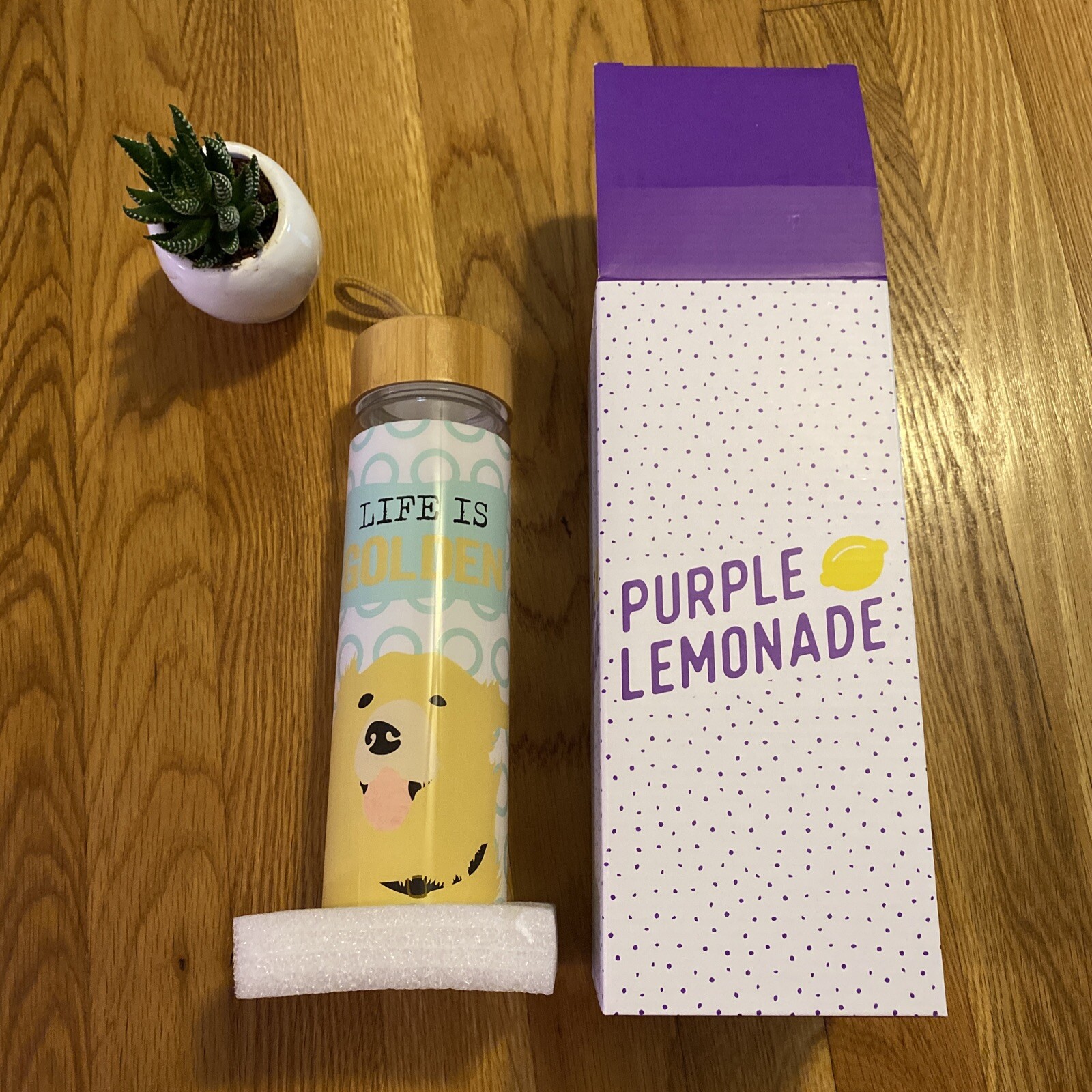 Life is Golden golden retriever adorable water bottle new in box