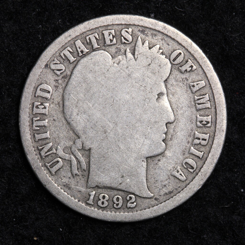 1892 Silver Barber Dime GOOD FREE SHIPPING