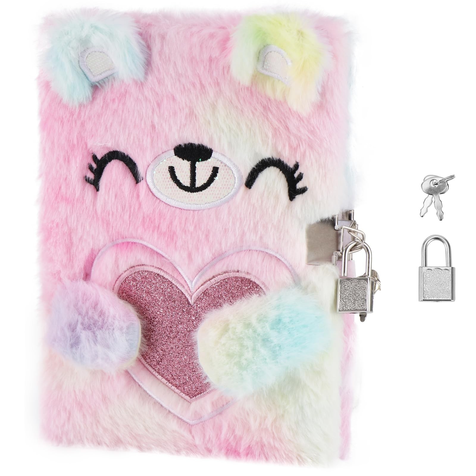 A5 Notebook Diary with Lock, Gift for 6 7 8 Years Old Girls, Cute Bear Notebo...
