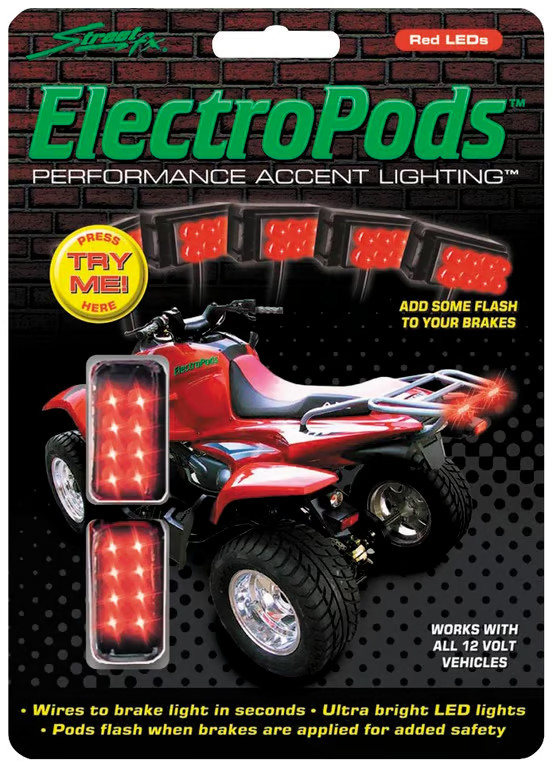 Street FX Electropods - Rectangle - Red ATV/UTV 1043913 906084