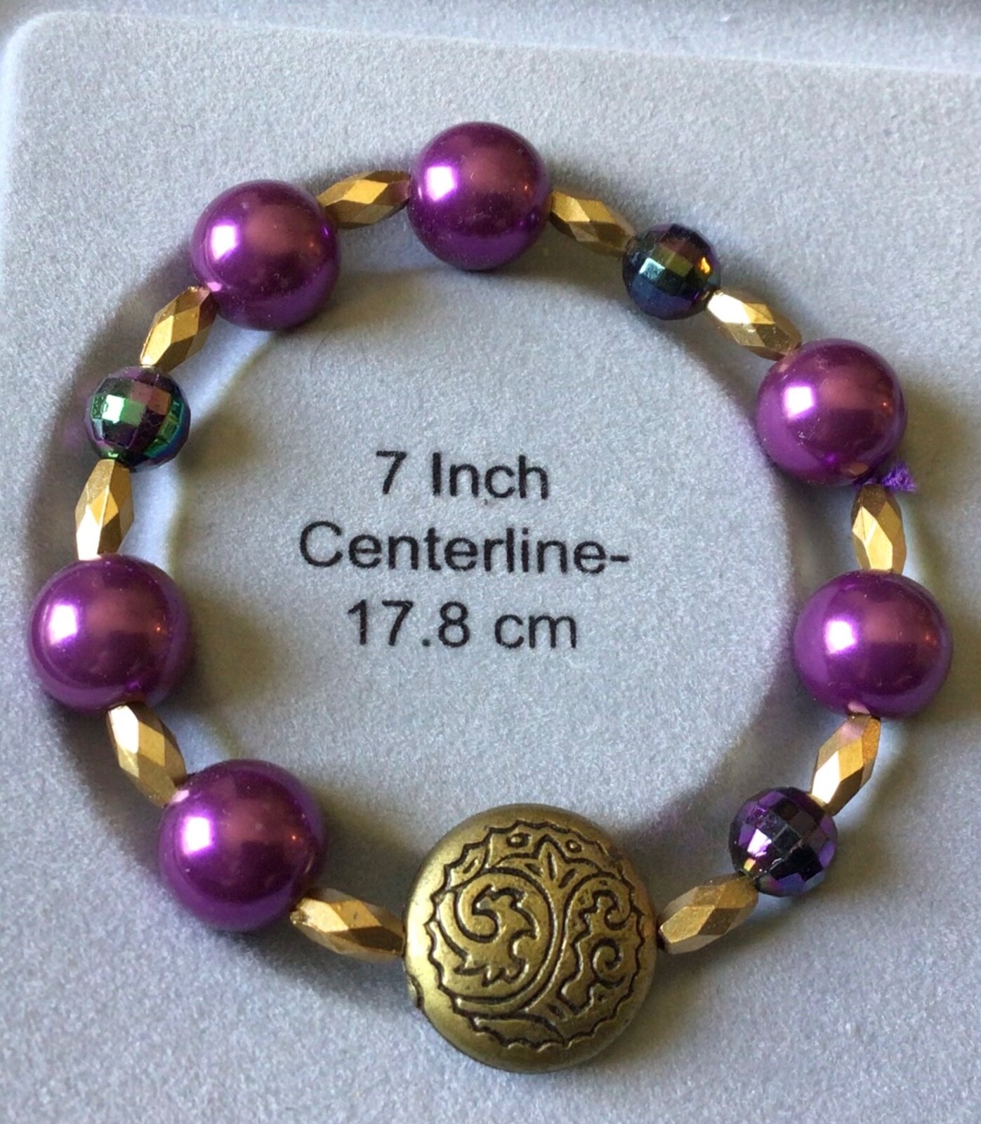 7" bracelet, handmade multicolored beads, made in the USA