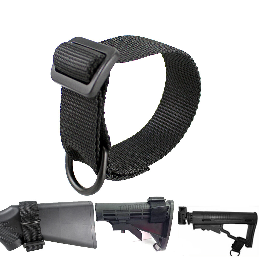 Tactical Nylon Webbing Strap Buttstock Gun Sling Adapter with D-Ring Adjustable