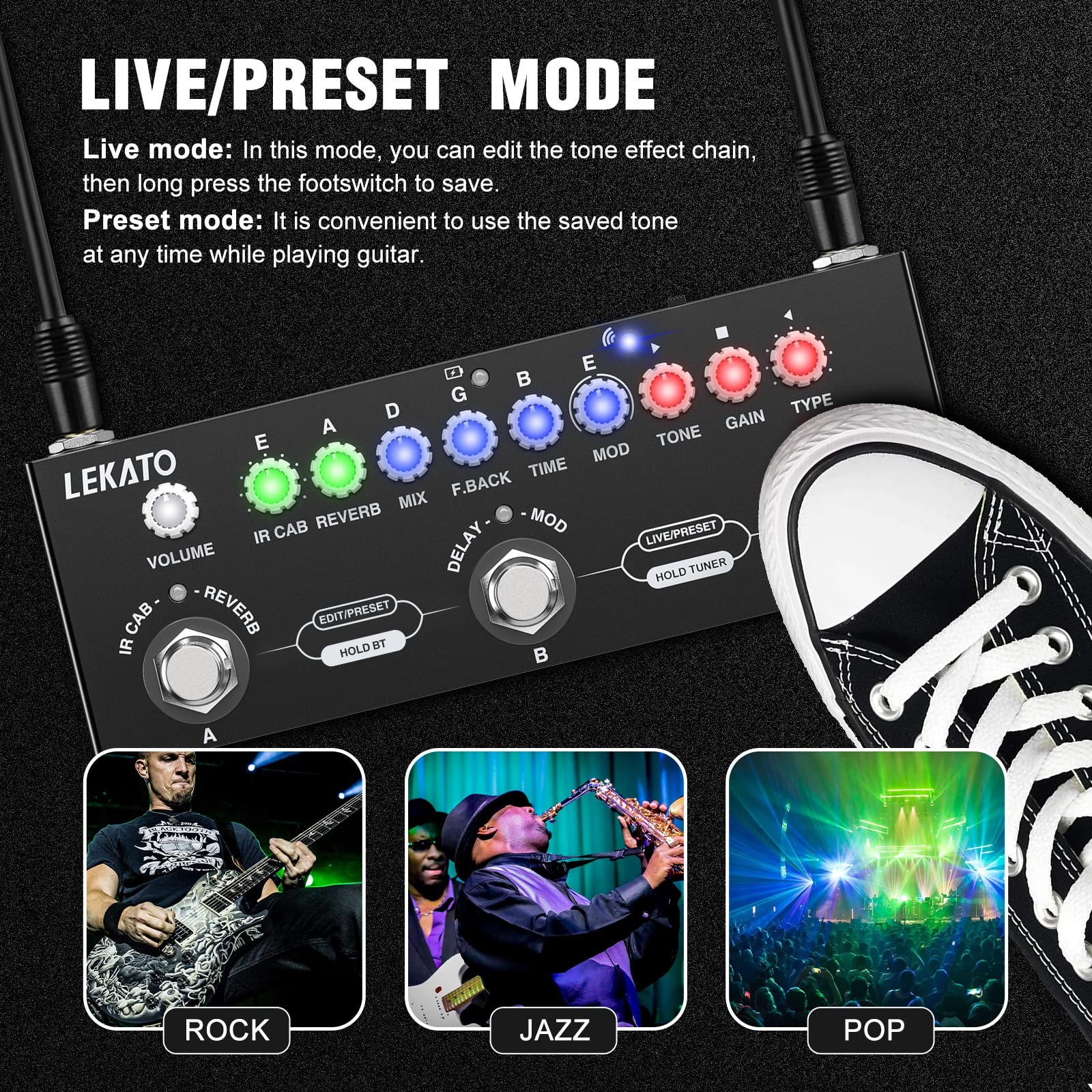 Multi Effects Guitar Pedal, with IR Loading 9 AMP Models, Delay Reverb Distor...