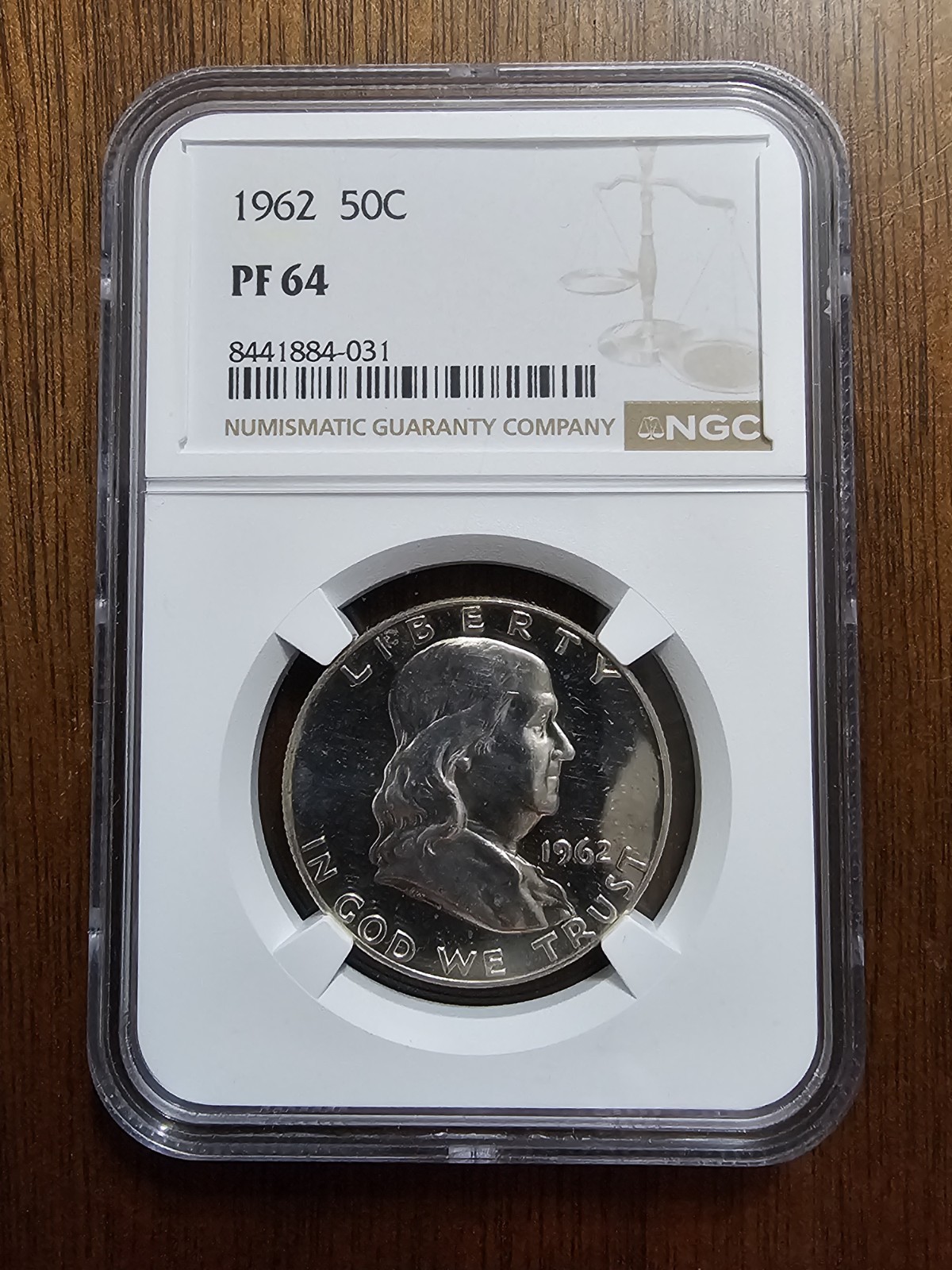 1962 Proof Franklin Silver Half Dollar NGC PR64