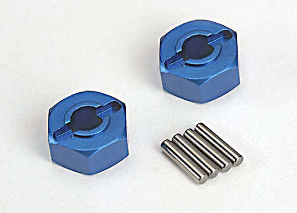 Traxxas 1/10 Stampede 4x4 XL-5 * TWO 12MM BLUE ALUMINUM WHEEL HEX HUBS & PINS *