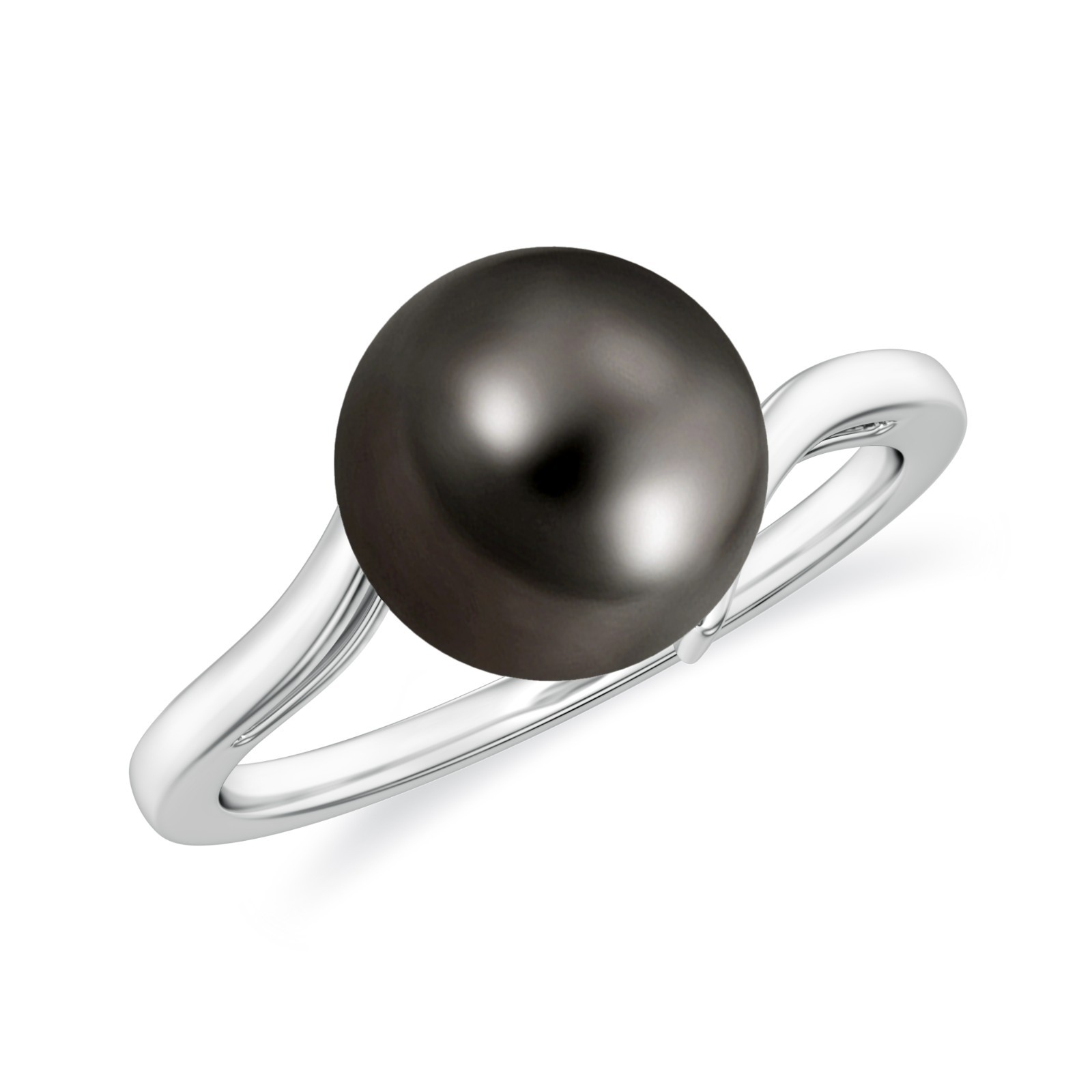 Tahitian Black Pearl Solitaire Ring in 18k Gold Plated Black Pearl Wedding Band