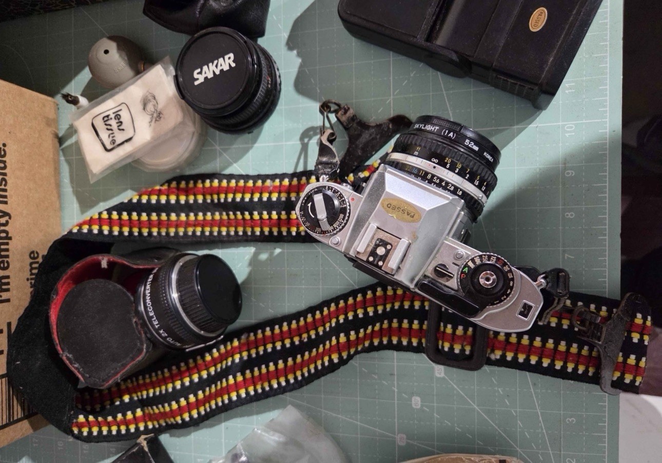 Vintage Nikon FG 35mm Film Camera Bundle w/ Lenses , Flash, Strap & Instructions