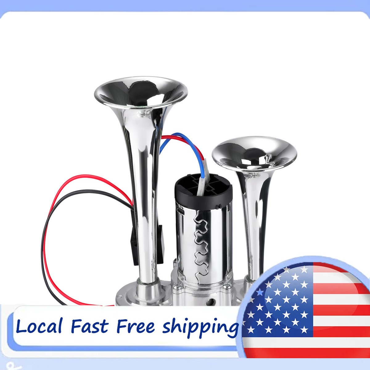 Train Air Horn Compressor Kit For Trucks Car Boats 12V Super Loud Dual Trumpet