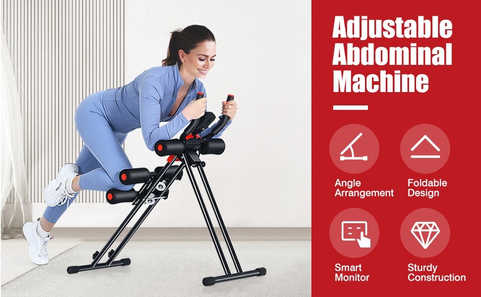Foldable Abdominal Trainer Home Gym Equipment Adjustable Workout W/ LCD Display