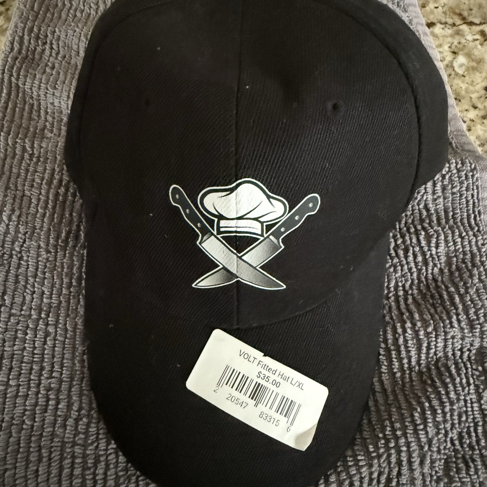 Volt Snapback Men's Hat Chef Hat Knives Cooking Black White L/XL