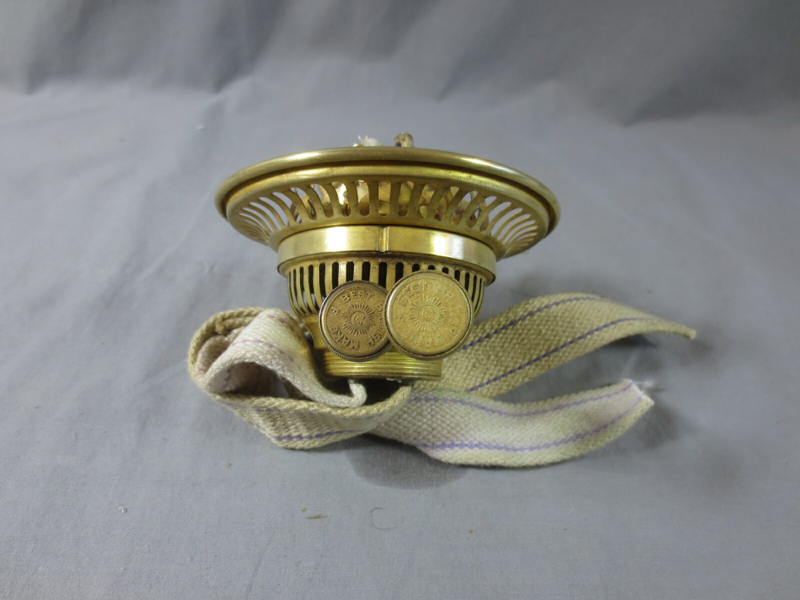 ANTIQUE BEST ENGLISH MAKE DUPLEX BRASS SCREW FIT OIL LAMP BURNER