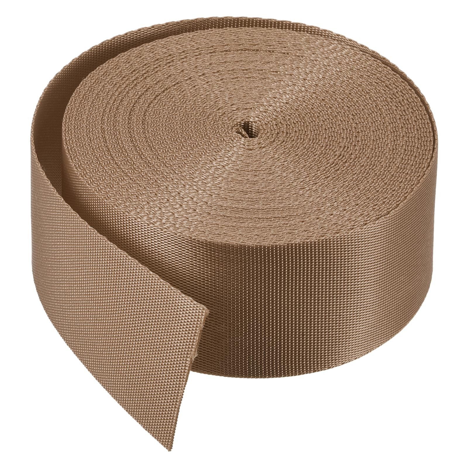 Flat Nylon Webbing Strap 1.5 Inch 10 Yards Light Brown for Backpack