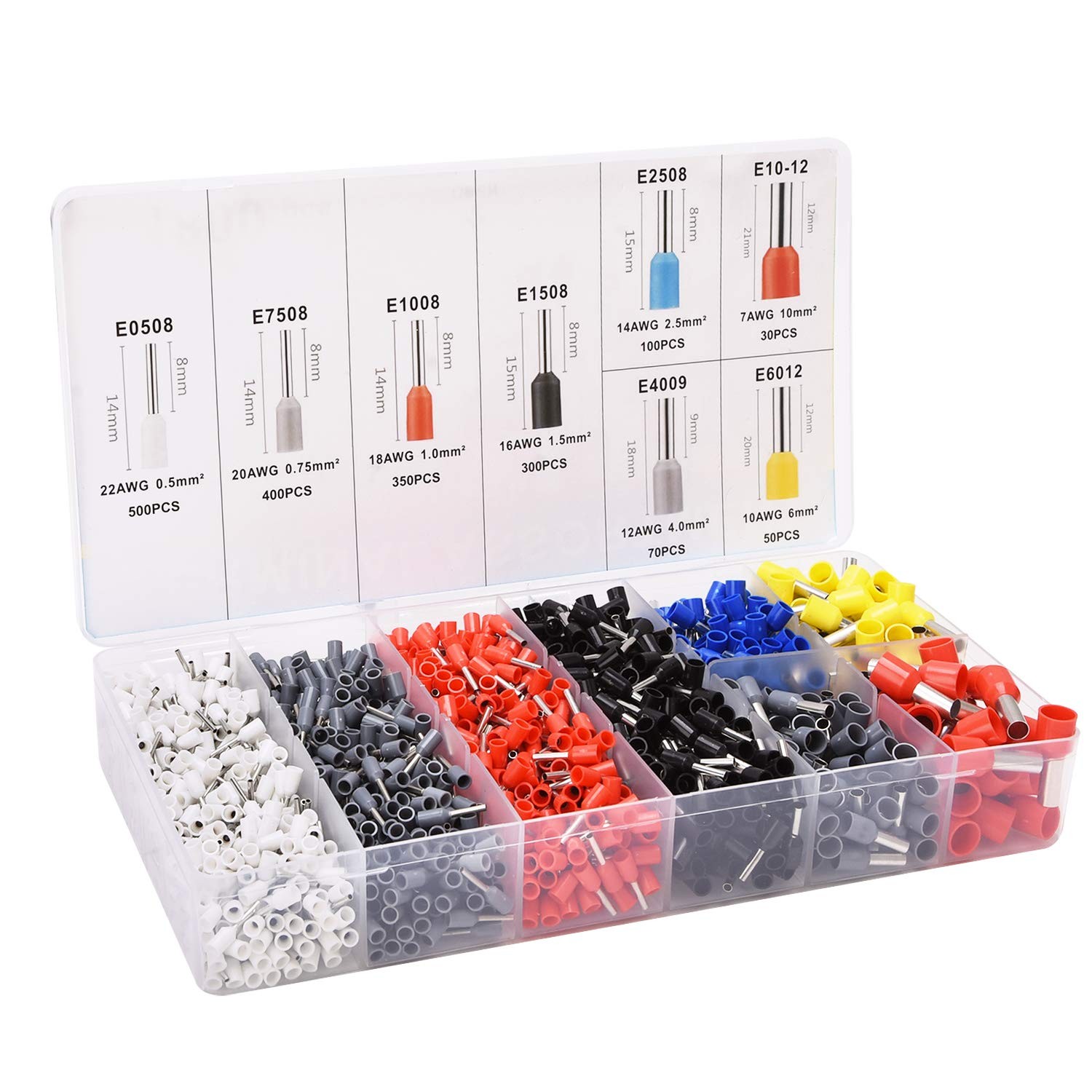 1800 PCS Wire Ferrules With Crimping Tool Pliers Kit AWG 287 Terminal Set
