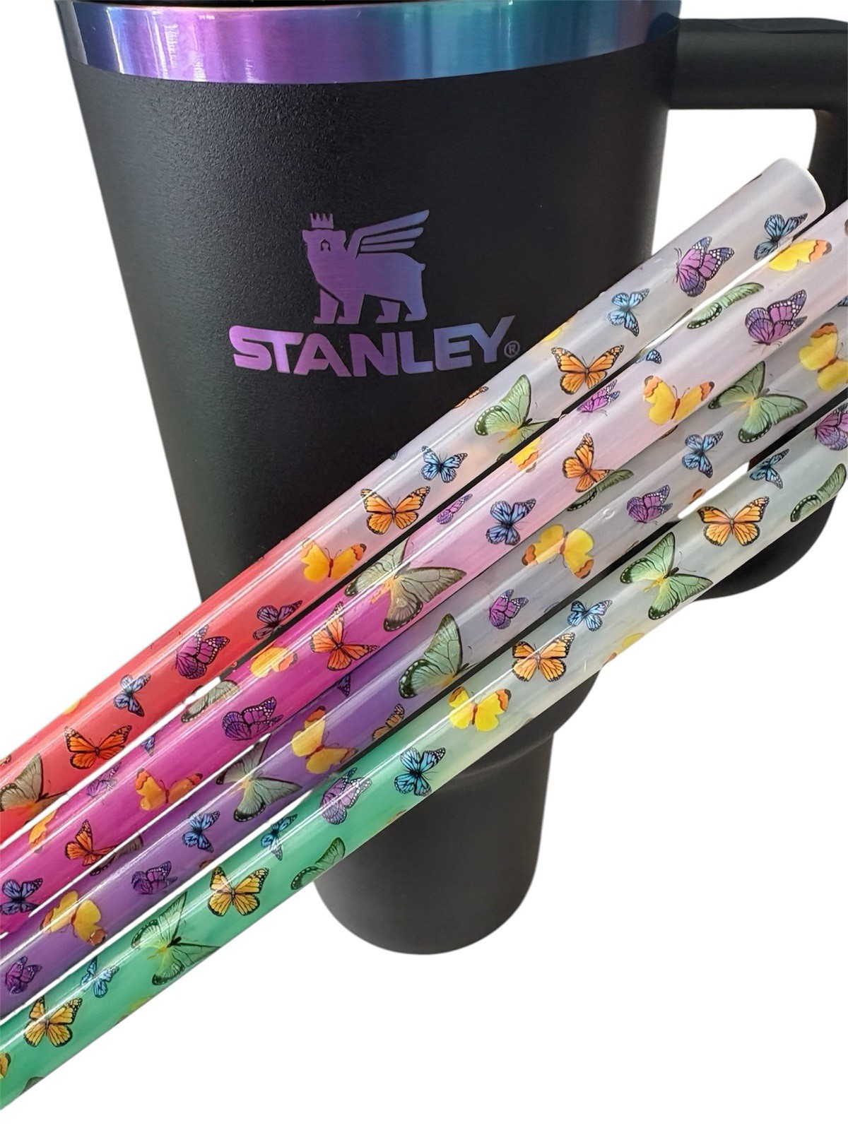 9” OR 12"-30/40/42oz Tumbler Straw Set-Butterfly Color CHANGiNG Straws! 10mm/FAT