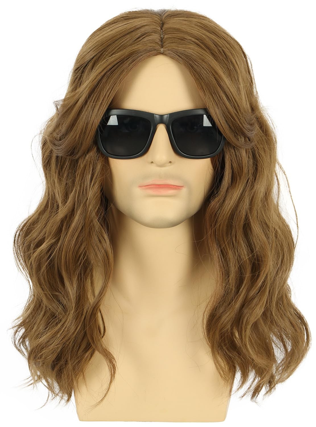 California 80s Rocker Wig Men Women Long Curly Brown Halloween Costume Anime Wig