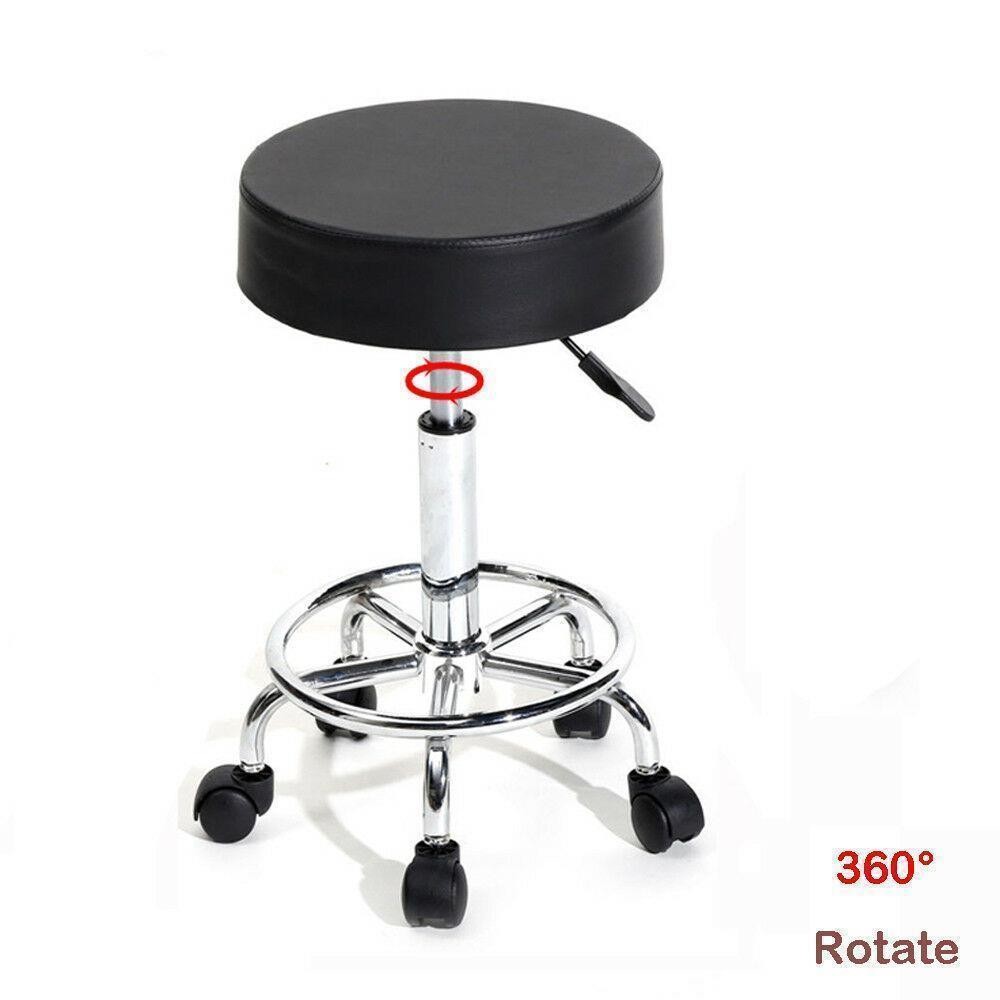 Modern Rolling Salon Stool Height Adjustable Swivel Beauty Spa Chair w/ Footrest