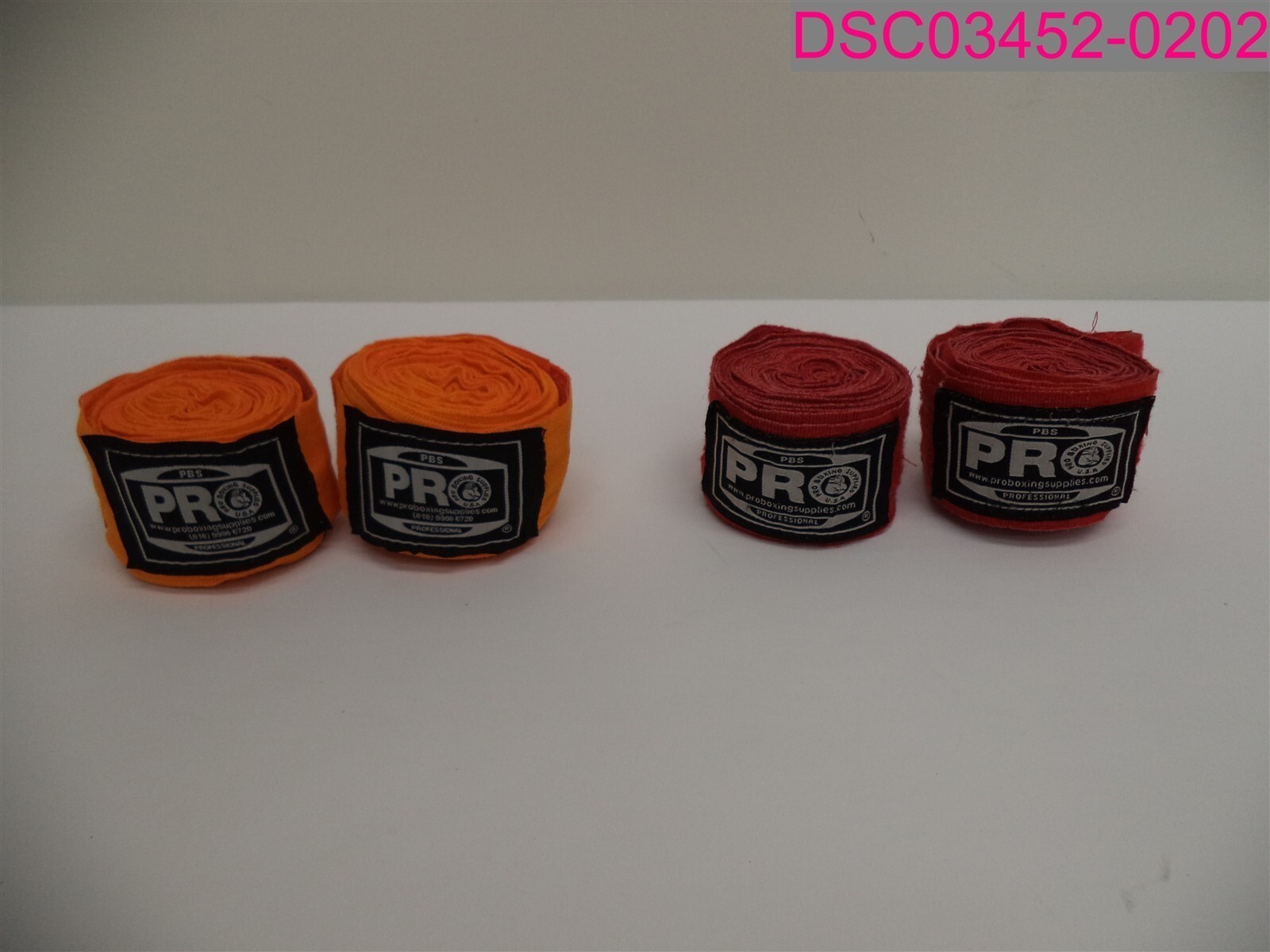 2 Pair-PRO Professional Boxing Supplies Extra Long Handwraps. Red Orange. 180"