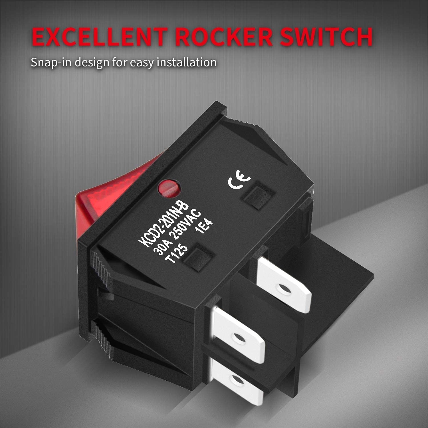 Reliable 30A DPST Rocker Switch - Red Lighted Switch for Home Devices - 3 Pack