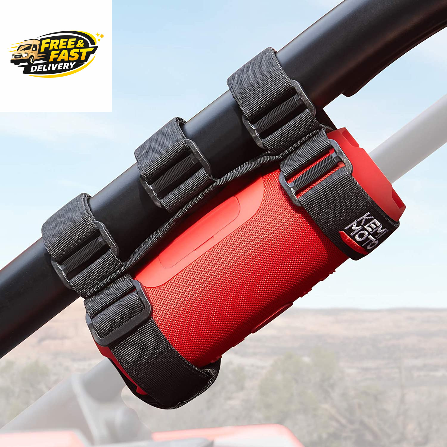 UTV Speaker Mount, Adjustable 2 Strap Style Portable Speaker for 1.5" to 2.5"