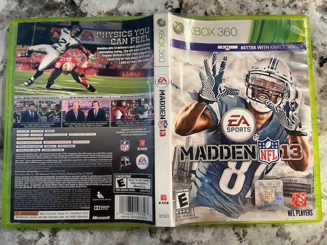 Madden NFL 13 (Microsoft Xbox 360, 2012) Case & Cover Art No Insert or Game