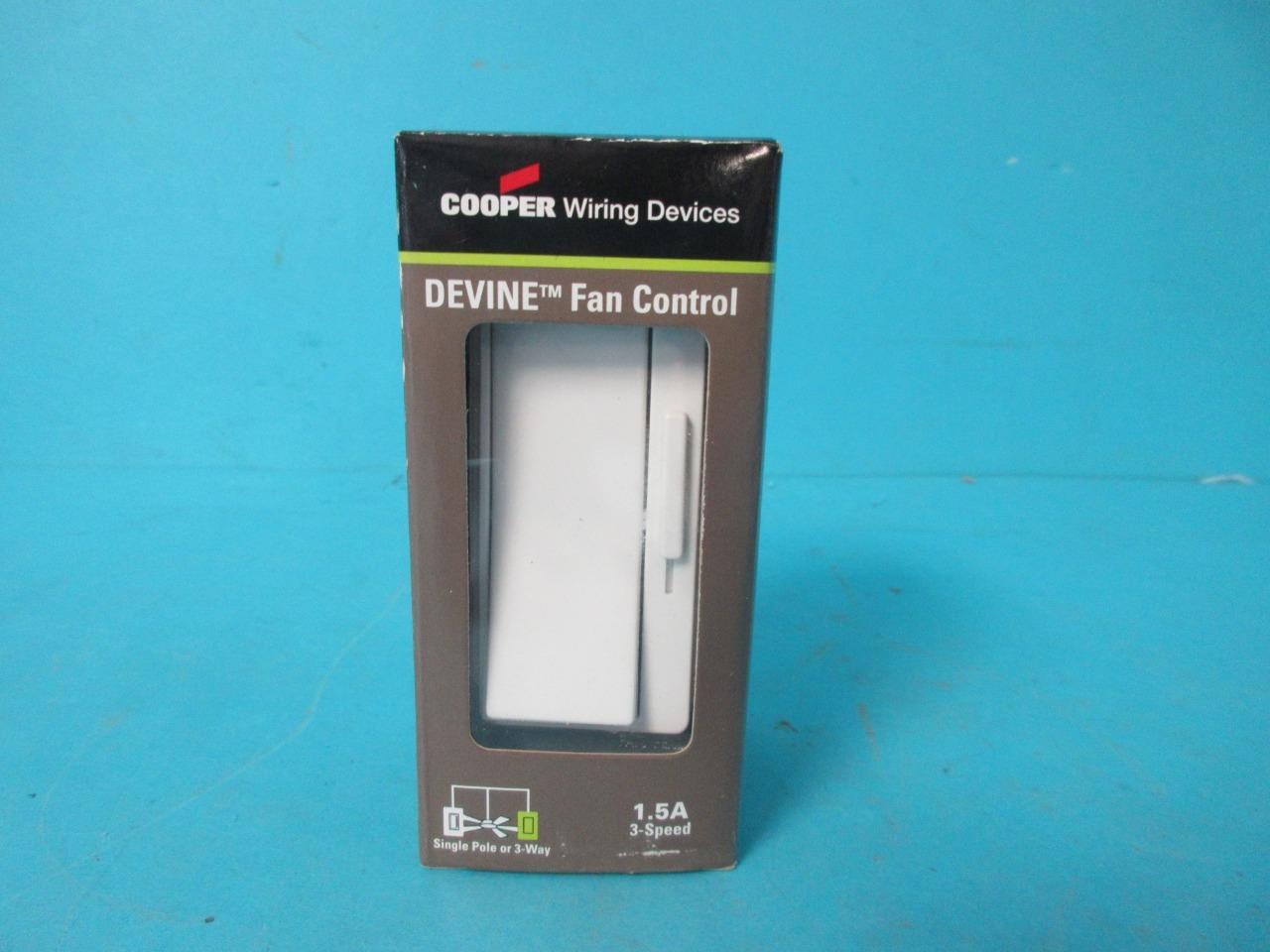 COOPER DFS15P-W DEVINE FAN CONTROL W/ PRESET 3 SPEED SINGLE POLE 1.5 AMP 120V
