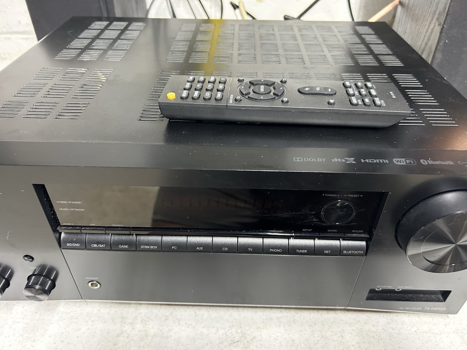 Onkyo TX-NR555 7.2 Channel Receiver Dolby Atmos Bluetooth Phono Remote tested