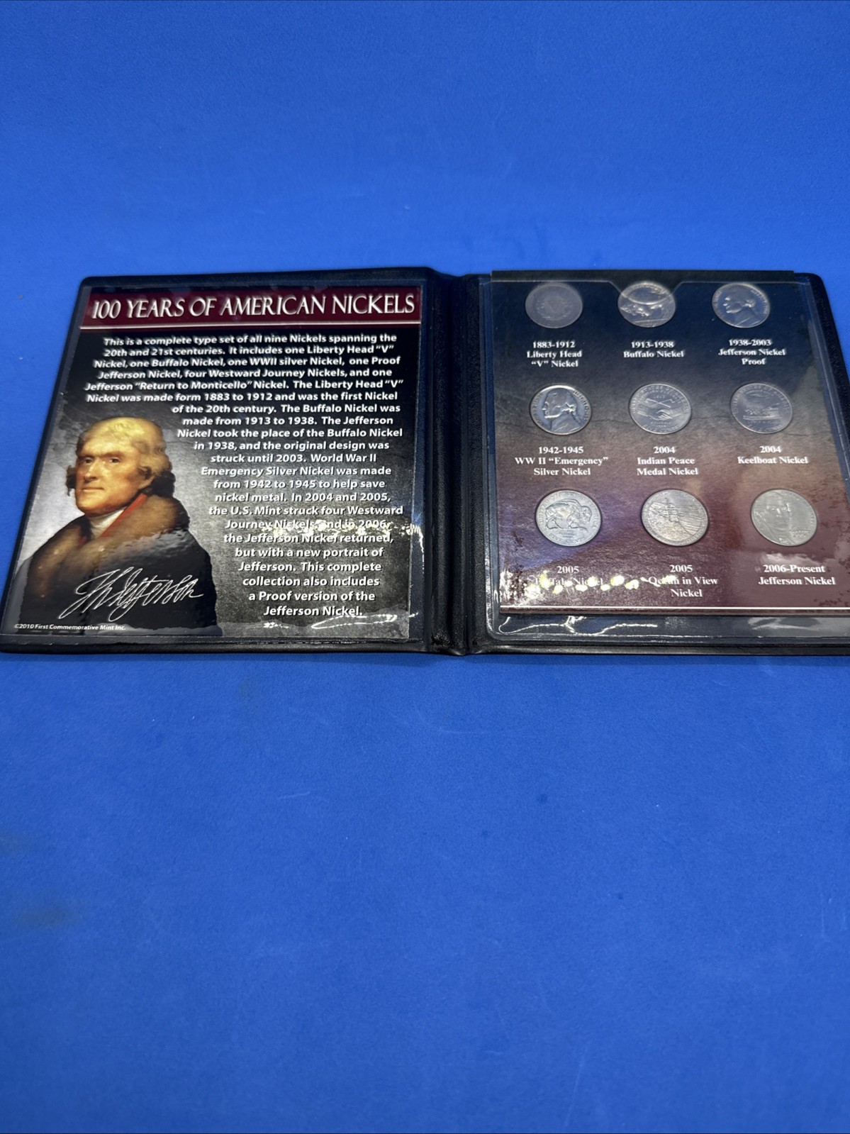 First Commemorative Mint Inc. 100 Years of American Nickels 9 pc. set