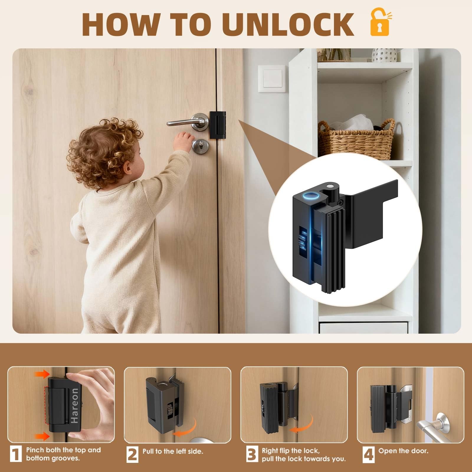 Portable Door Lock, Reinforcement Lock for Black