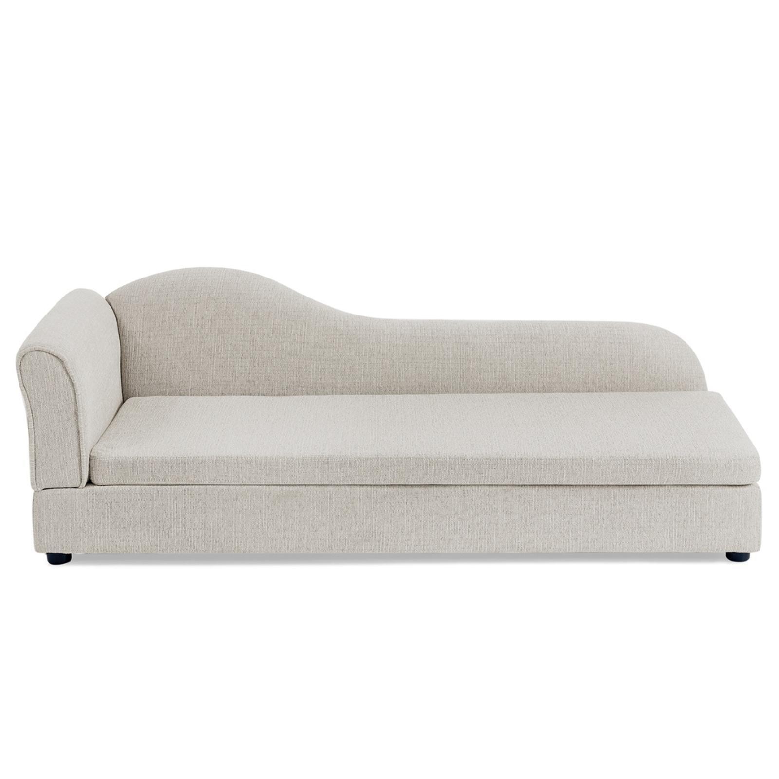 Oversized Beige Pet Sofa for Large Dogs, Modern Wave Backrest, Linen , Soft