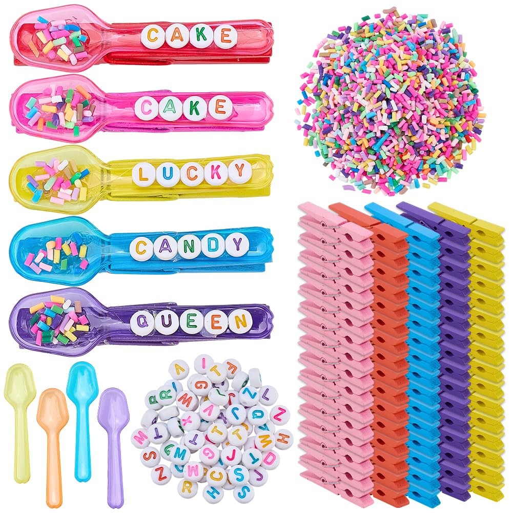 80 Sets DIY Spoon Cheer Pins for Backpack Include 80 Wooden Spirit Clips, 80 ...