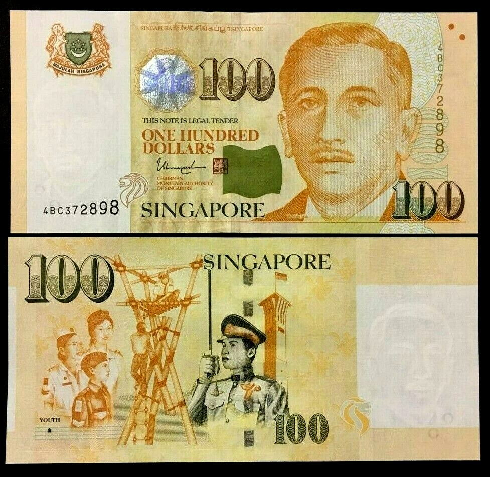 SINGAPORE 100 DOLLARS P-50 2018-2027 UNC RED CROSS ST.JOHN POLICE SCOUT BANKNOTE