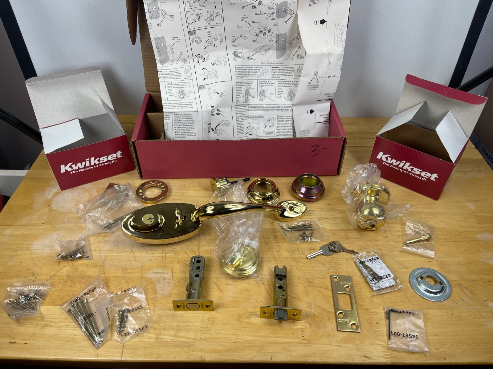 Kwikset 553GN LIP L03 SMT Brass Entry Handleset Open Box Complete