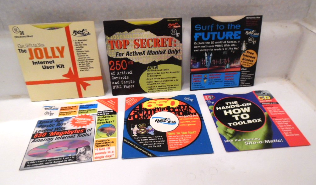 6 Vintage Net Disc Mac & Windows Software CDs