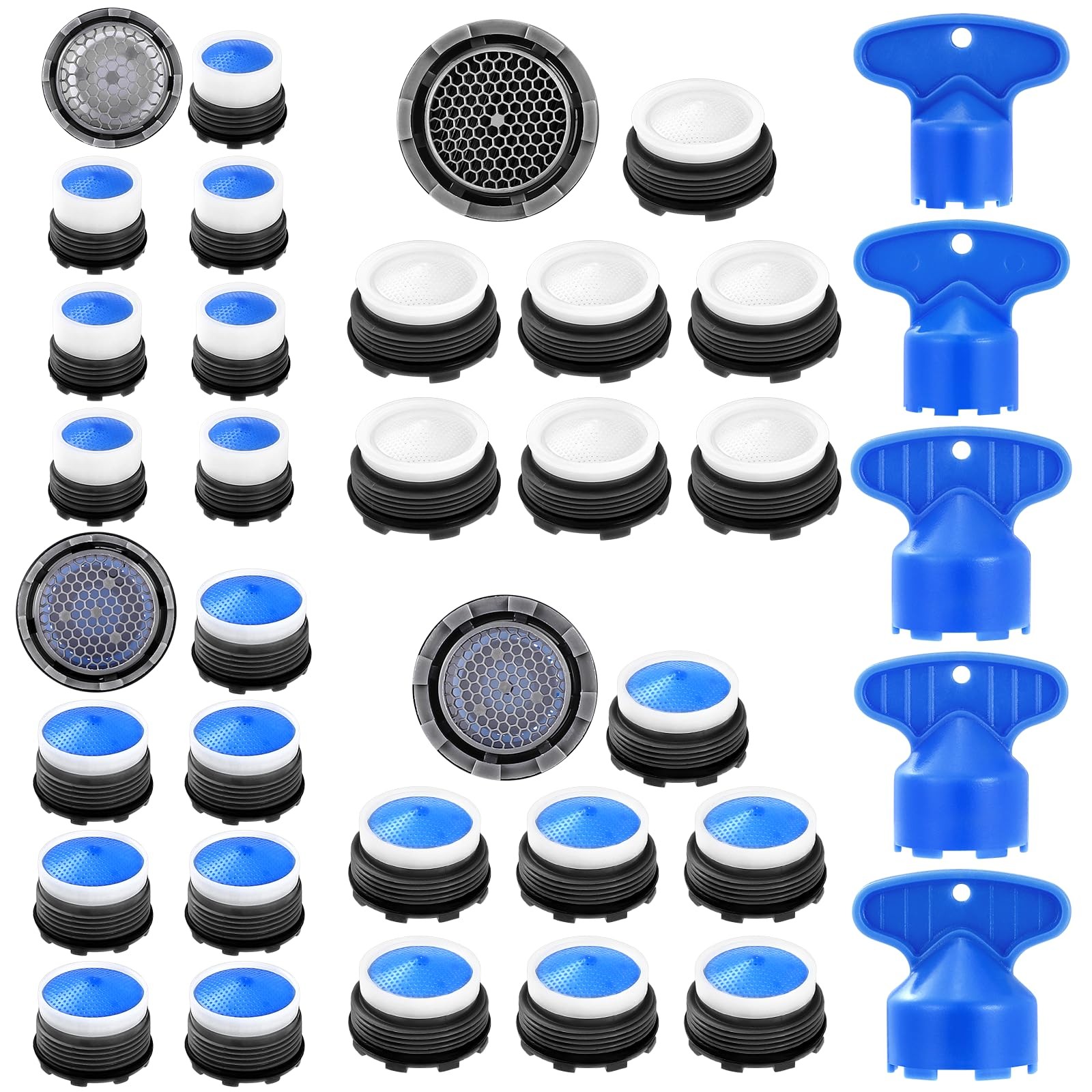 28 pcs Faucet Aerators with 5 Pcs Aerator Key Blue