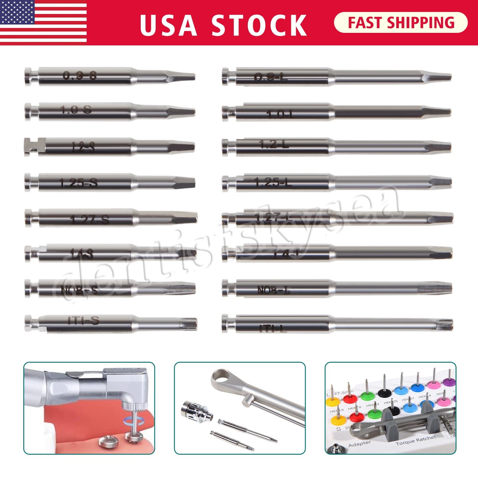 Universal Implant Prosthetic Kit Screwdriver Hex Driver Torque Wrench 16 drivers