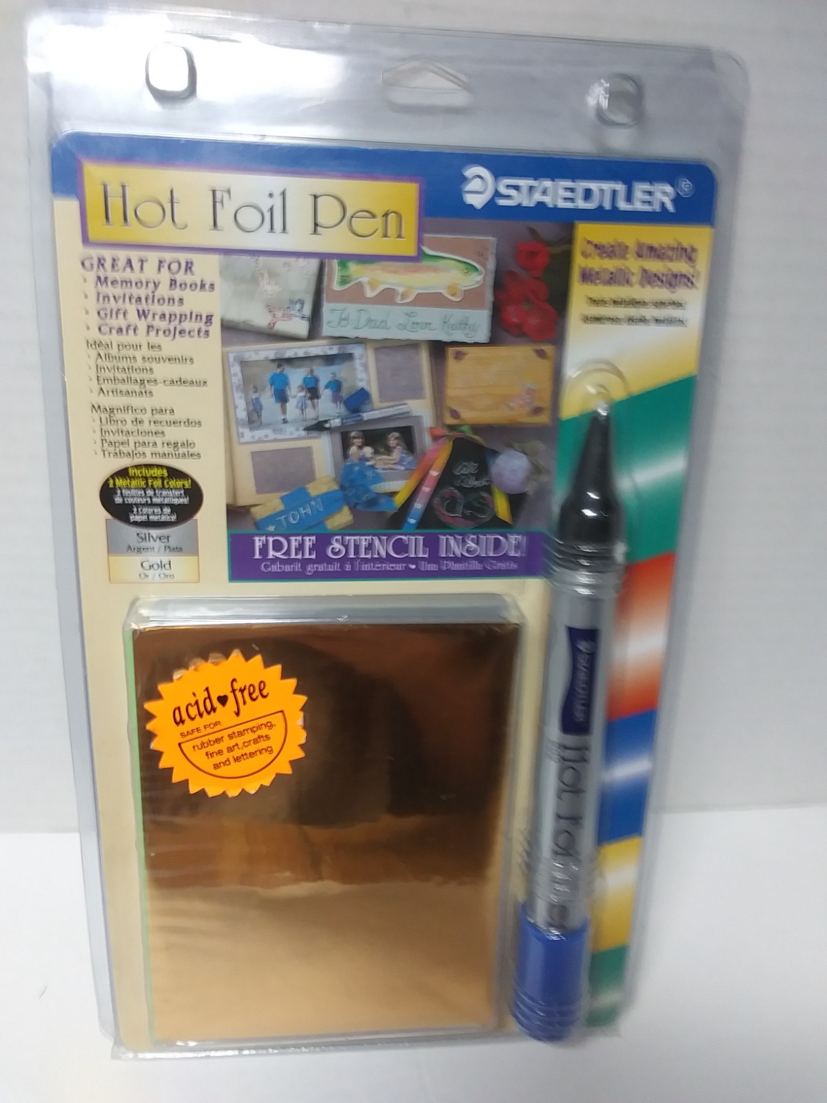 Hot Foil Pen Staedtler stencil stamping arts crafts gold + silver foil lettering