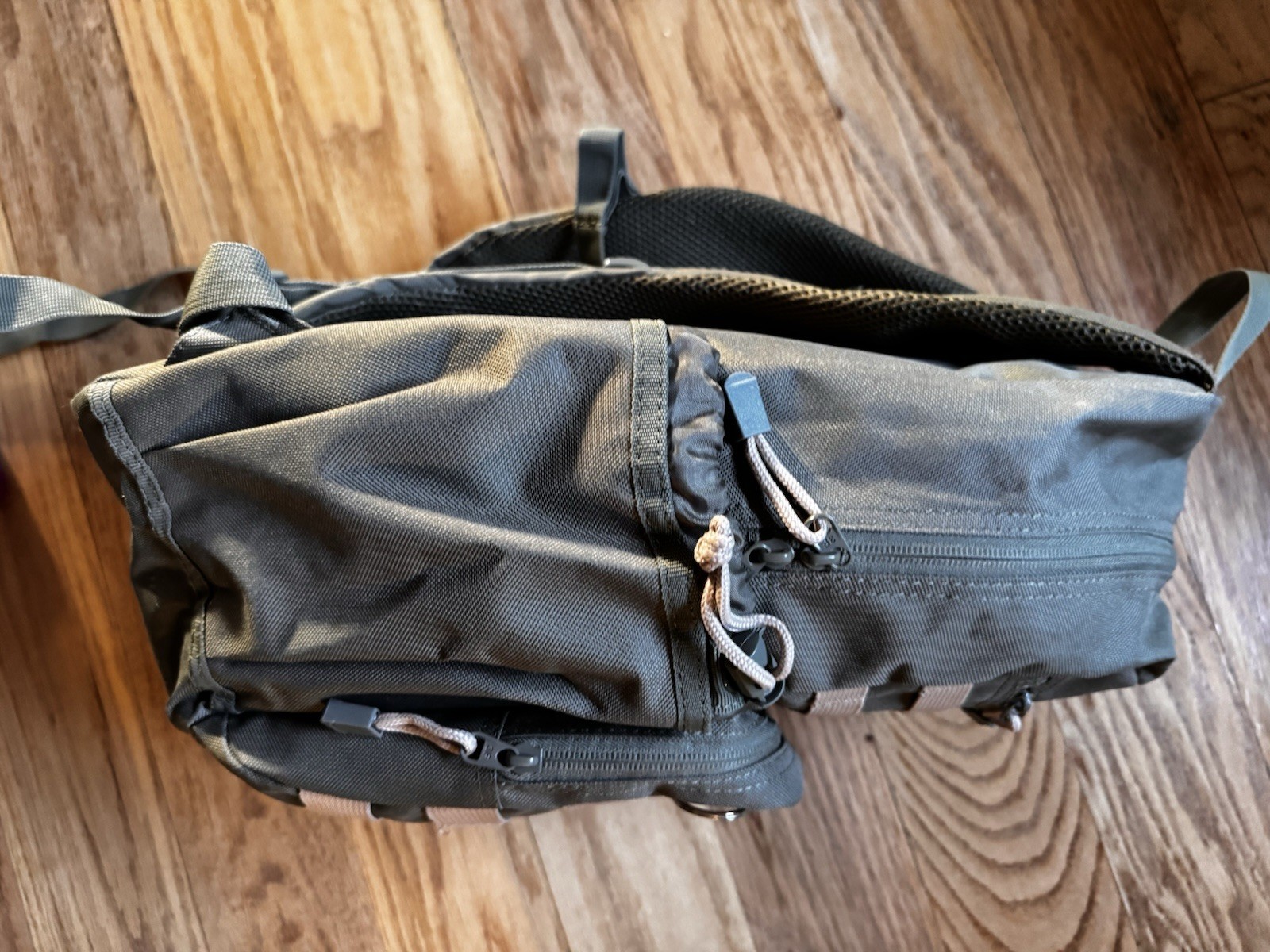 Green Tactical Backpack Nylon Webbing Adjustable Straps Zip Closure Unisex