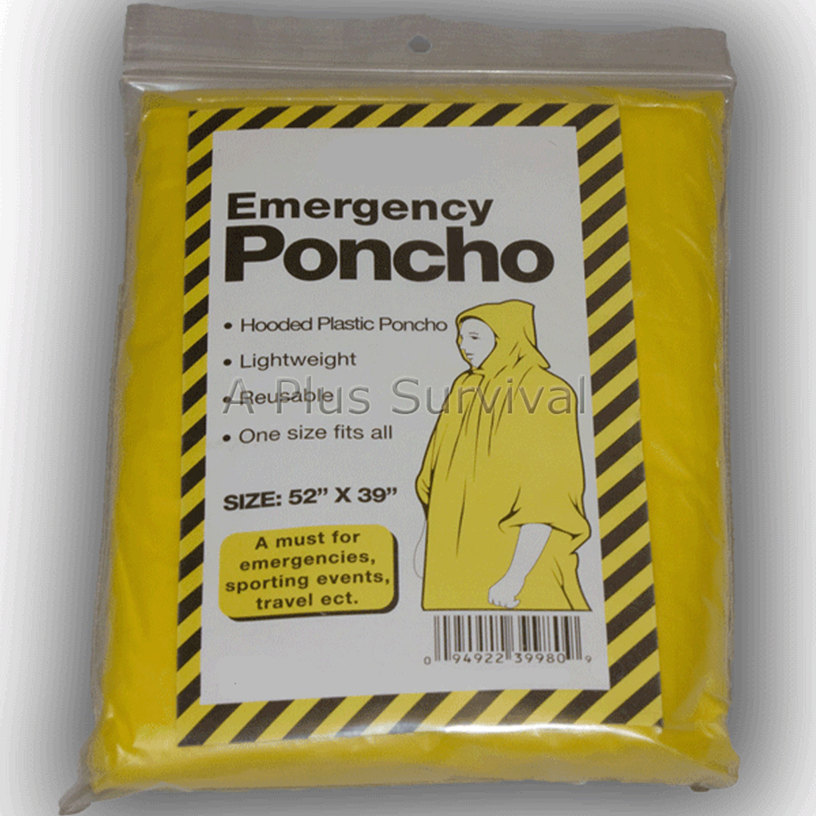 Lot of 3 Yellow Emergency Hooded Survival Poncho for BOB First Aid Kits