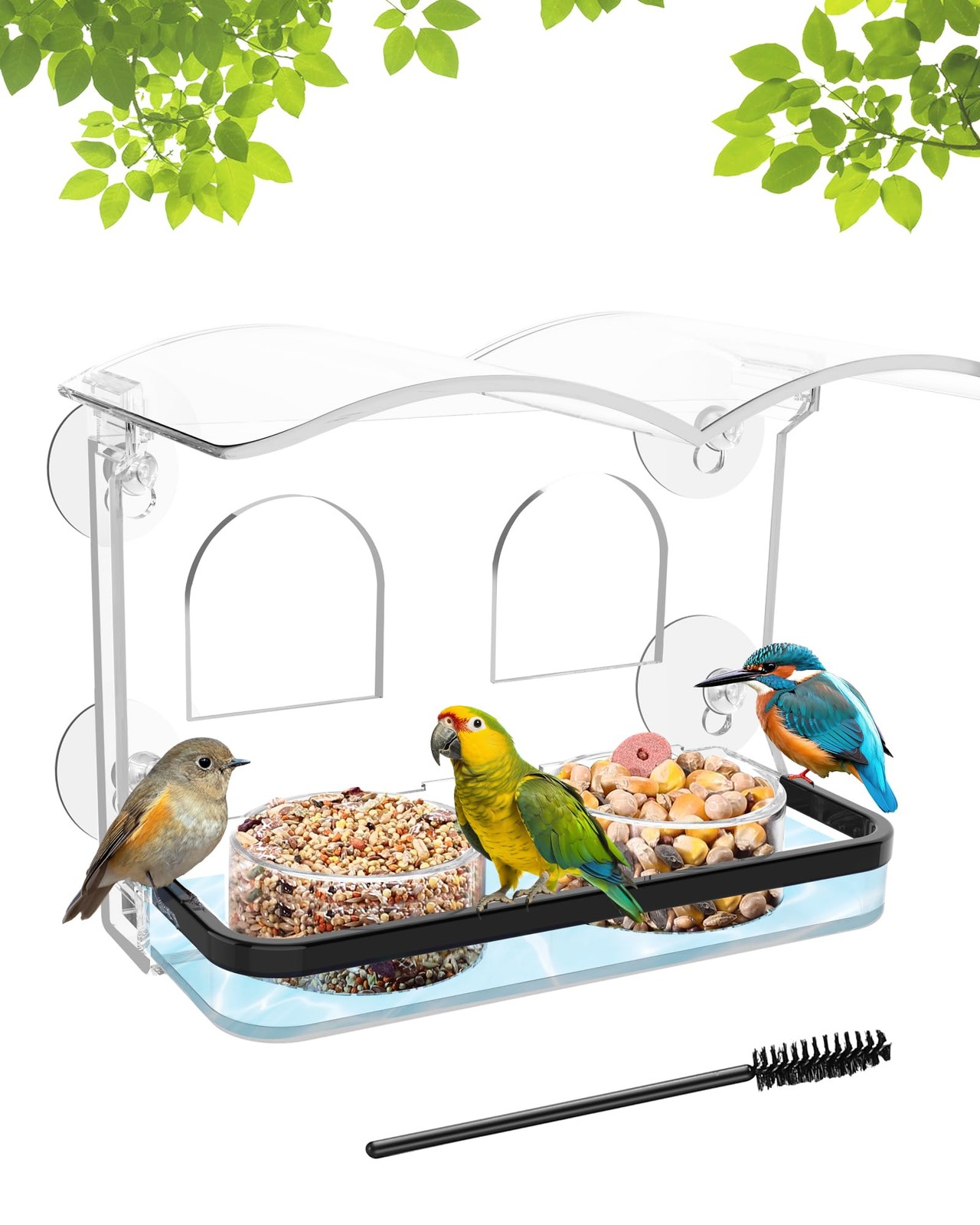 COJOSQC Window Bird Feeder with Strong Suction Cups, Clear Acrylic