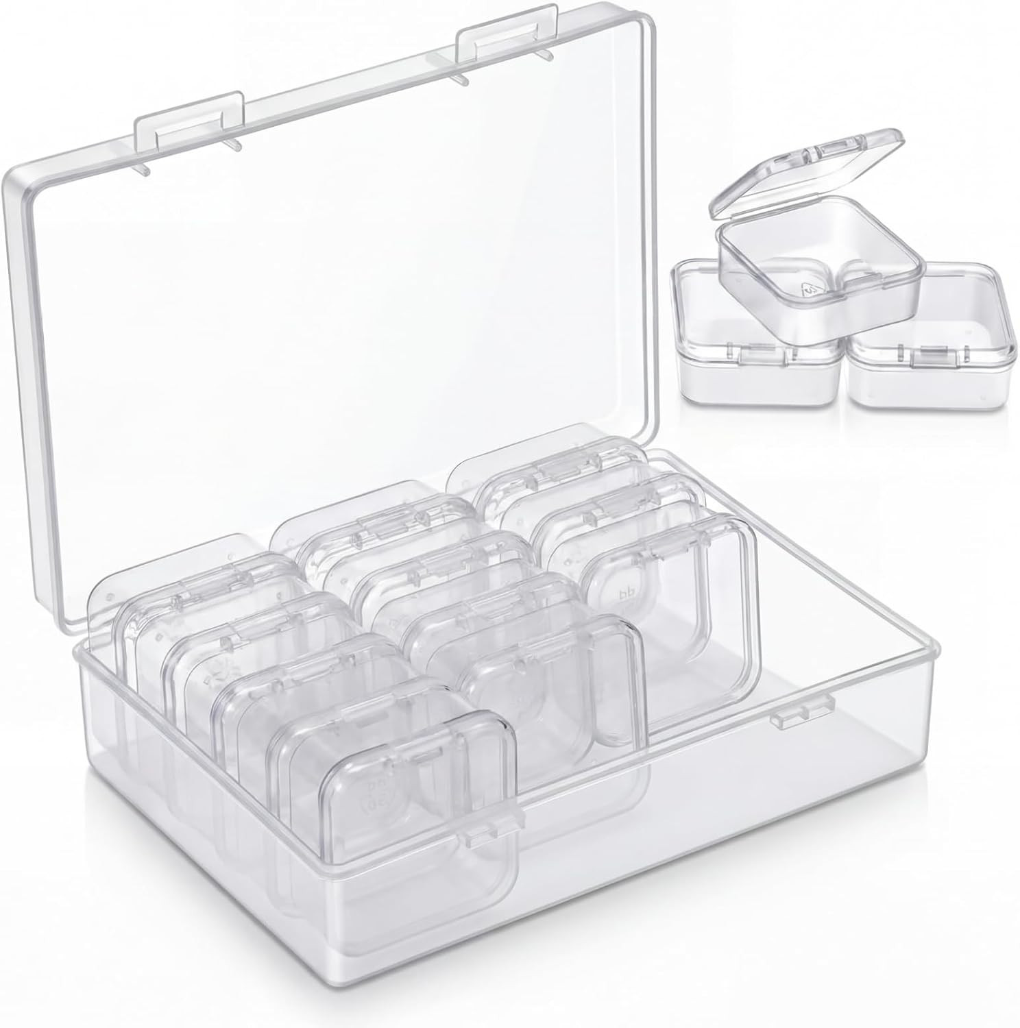13 Pieces Small Bead Organizers Plastic Bead Storage Containers with Lids Mini C
