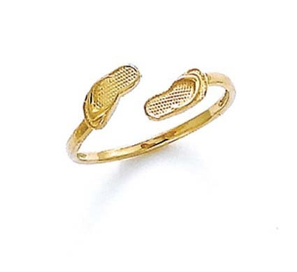 14k Yellow Gold Double Flip Flop Toe Ring - Toe Ring for Woman - Foot Jewelry -