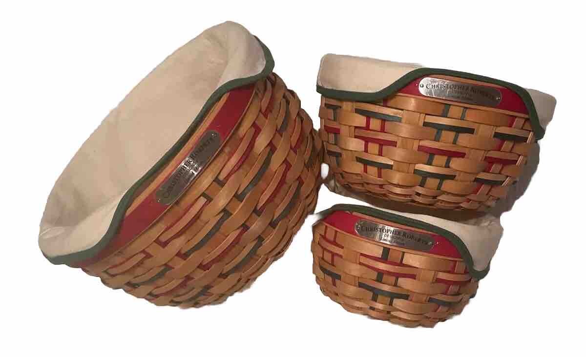 3 Nesting Basket Lined Round Christopher Roberts Woven Limited Edition