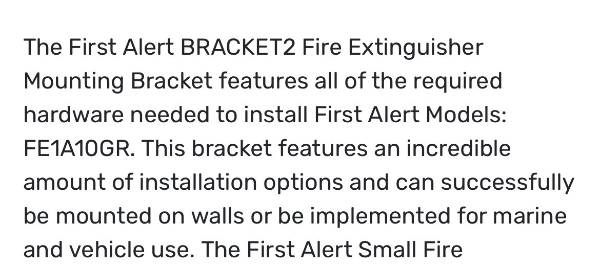 First Alert Small Fire Extinguisher Mounting Bracket - BRACKET2 NEW IN BOX